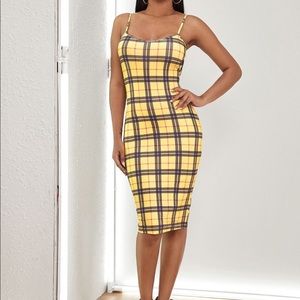 Shein checked strappy fitted dress
